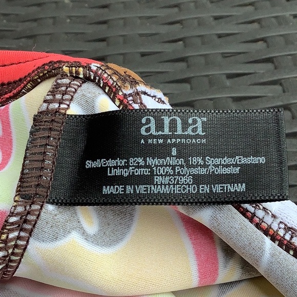 ANA tankini top size (8) colorful ties around neck no wires coral, yellow - Picture 4 of 8